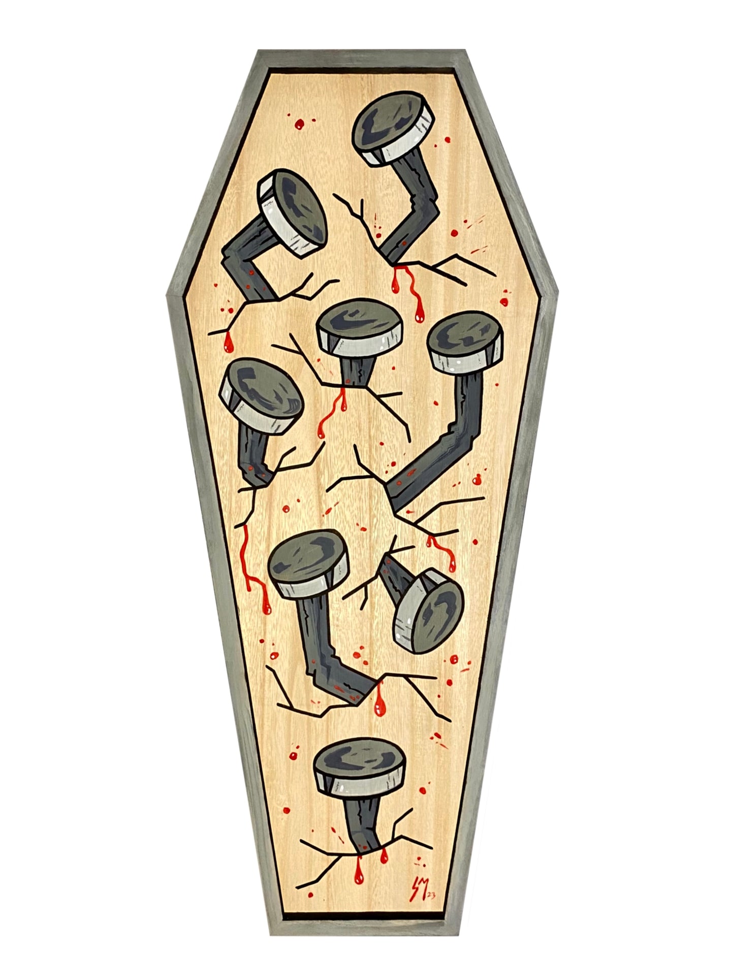 NAILED COFFIN Woodcut