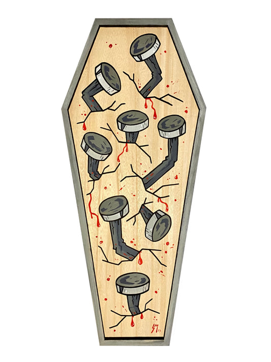 NAILED COFFIN Woodcut